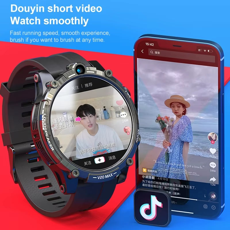 Montre connectée V20 : 4G, GPS, double caméra, IP68, écran HD, 930mAh