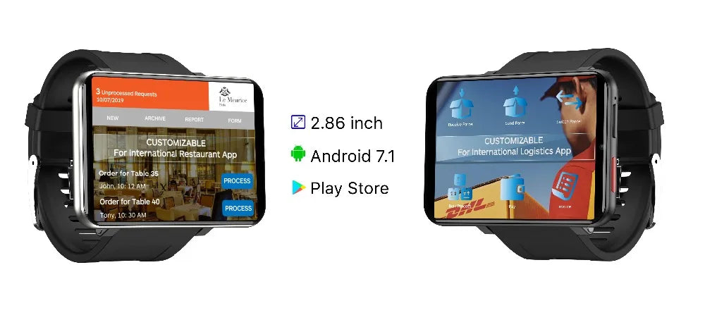 Montre connectée EM100 : 4G, GPS, écran AMOLED 2.8’’, 2700mAh, Android 7.1