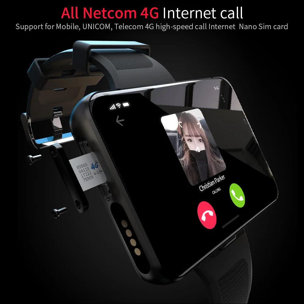 Montre 4G Android TFT, double caméra HD, 64G stockage, design premium