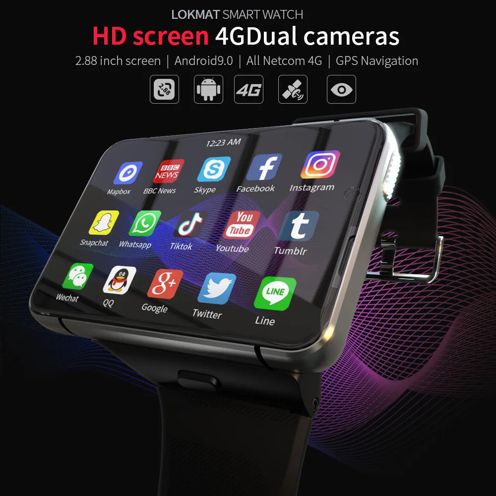 Montre 4G Android TFT, double caméra HD, 64G stockage, design premium