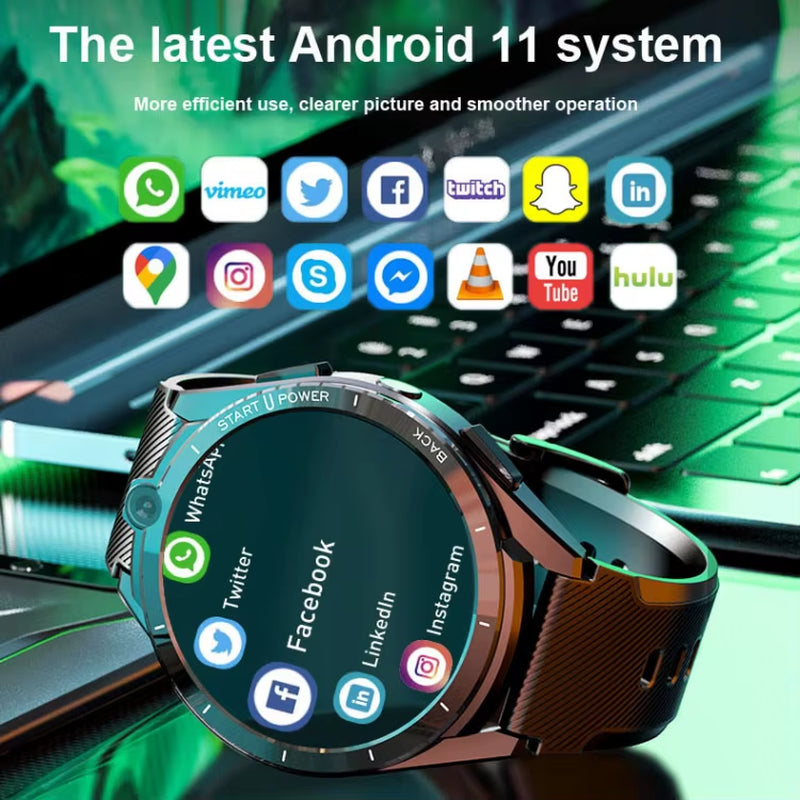 Montre connectée LEMFO LEM16 : Android 11, 4G, 128GB, écran HD, double caméra